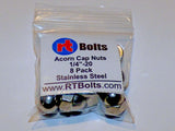Acorn Cap Nuts size 1/4-20 Stainless Steel, UNC Thread for Safety Show Car Boat RV Truck Motorcycle Bike Playground - Dome Hex 03