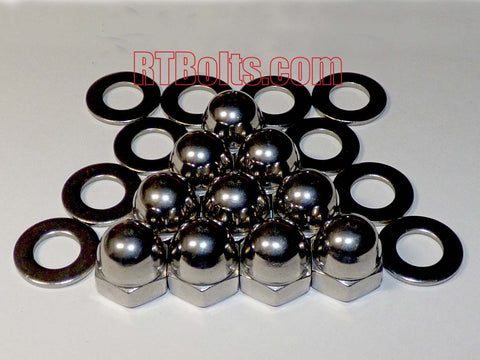 Acorn Cap Nuts size 3/16-16 Stainless Steel, UNC Thread for Safety Show Car Boat RV Truck Motorcycle Bike Playground - Dome Hex 01a