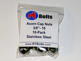 Acorn Cap Nuts size 3/16-16 Stainless Steel, UNC Thread for Safety Show Car Boat RV Truck Motorcycle Bike Playground - Dome Hex 05a