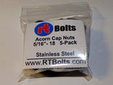 Acorn Cap Nuts size 5/16-18 Stainless Steel, UNC Thread for Safety Show Car Boat RV Truck Motorcycle Bike Playground - Dome Hex 03